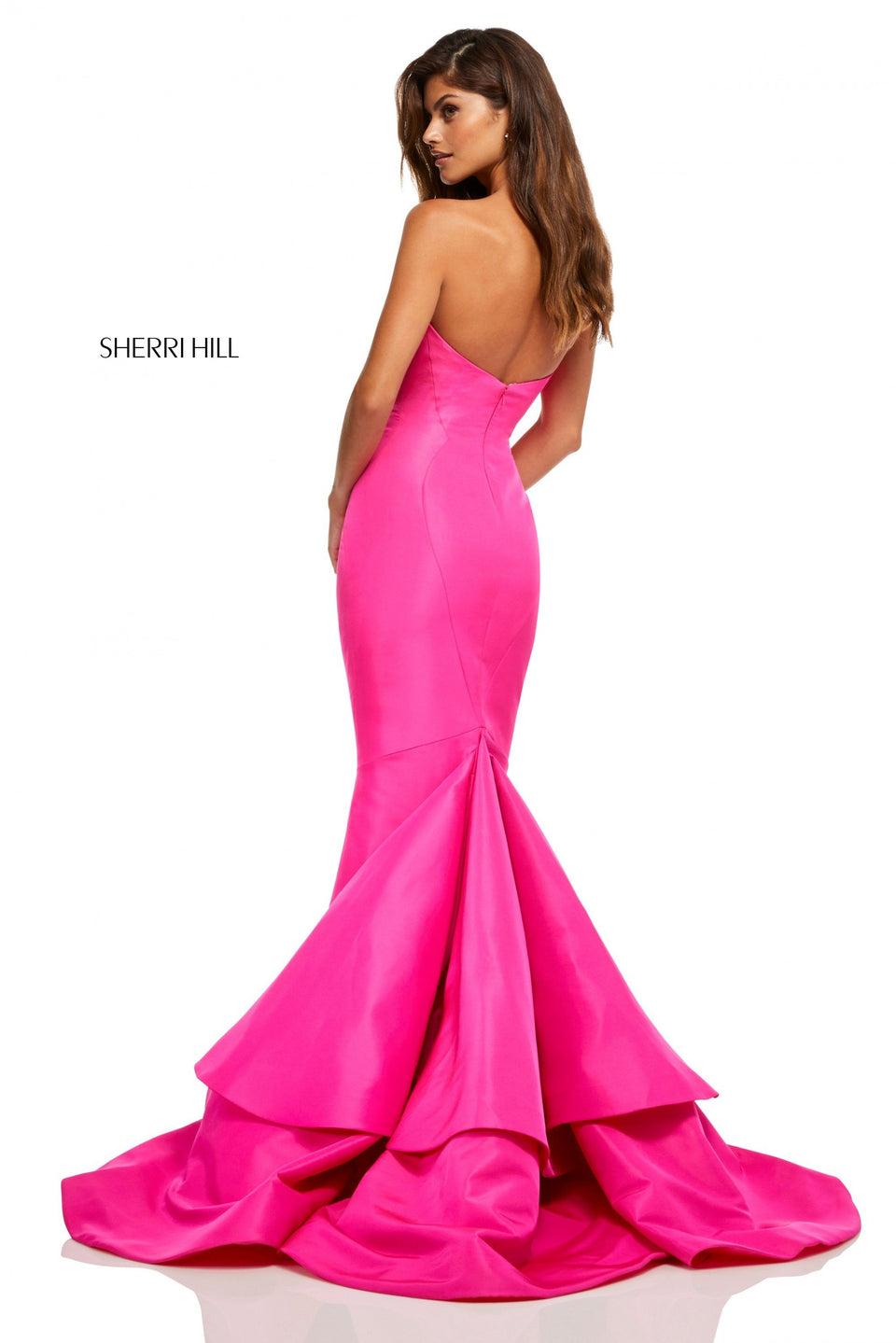 Sherri Hill Strapless Taffeta Mermaid With Fishtail Train