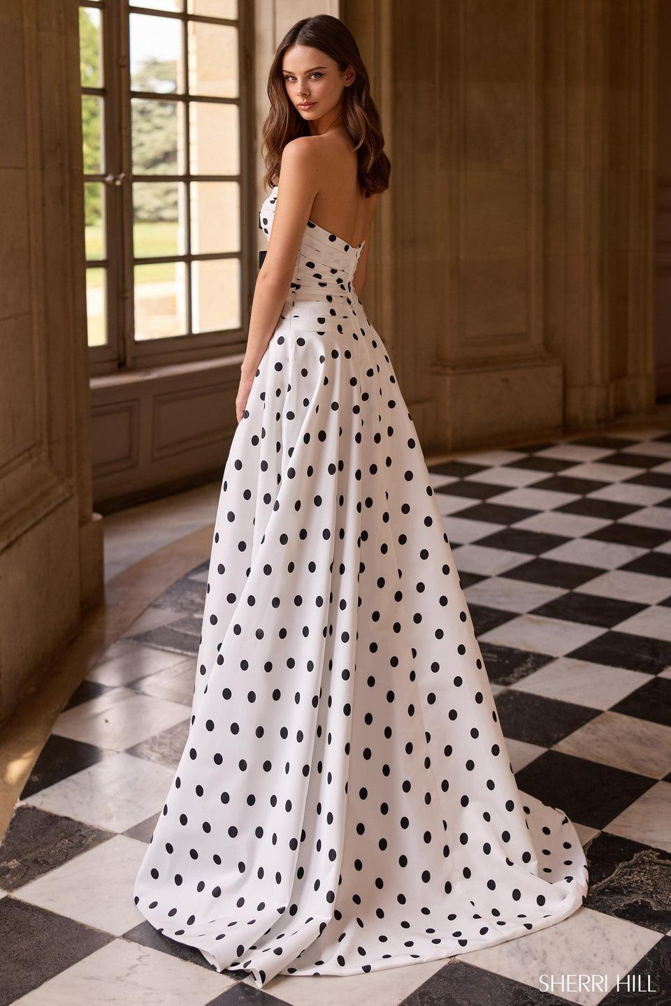 Sherri Hill Strapless Taffeta With Bow Bodice And Slit Skirt