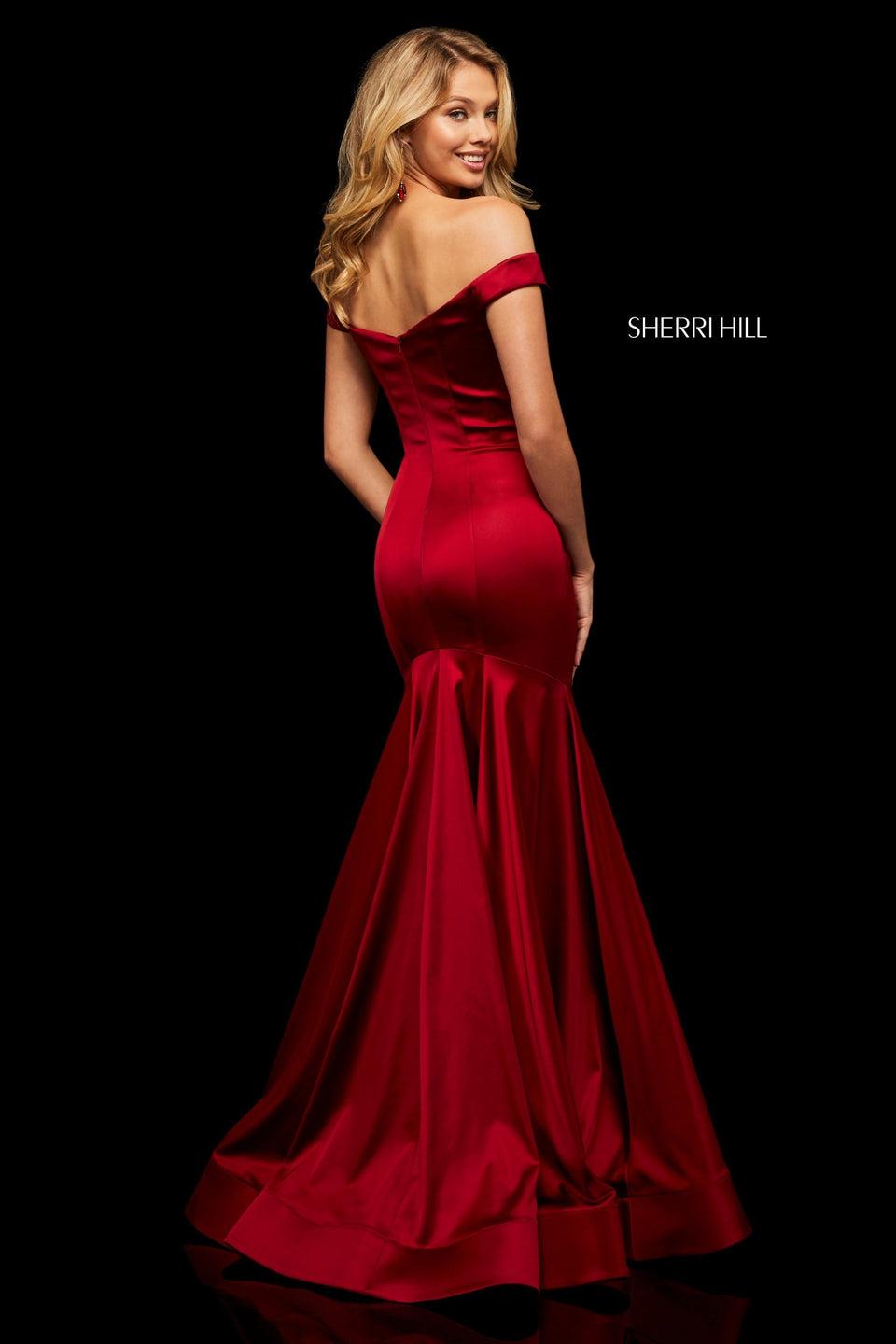 Sherri Hill Stretch Satin Mermaid With Off-the-shoulder Bodice