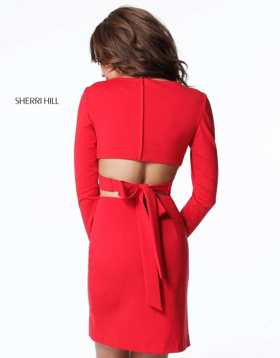 Sherri Hill Stretch Scuba Two Piece With Front Cross Bodice And Cocktail Skirt