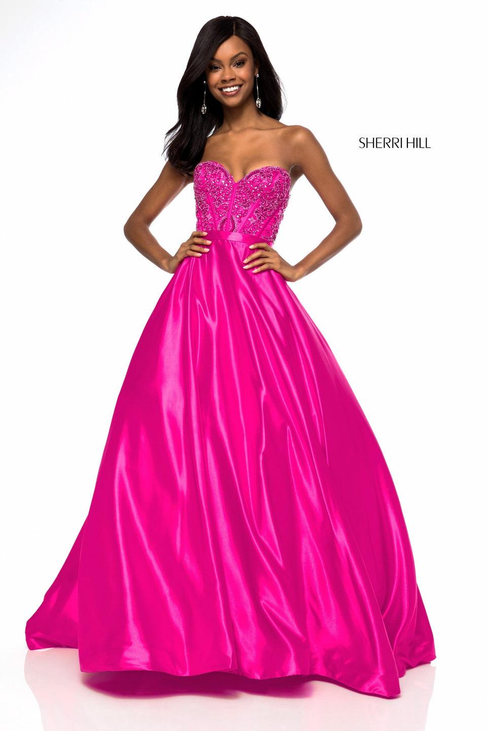 Sherri Hill Sweetheart Beaded Corset Bodice With Satin Ball Gown Skirt