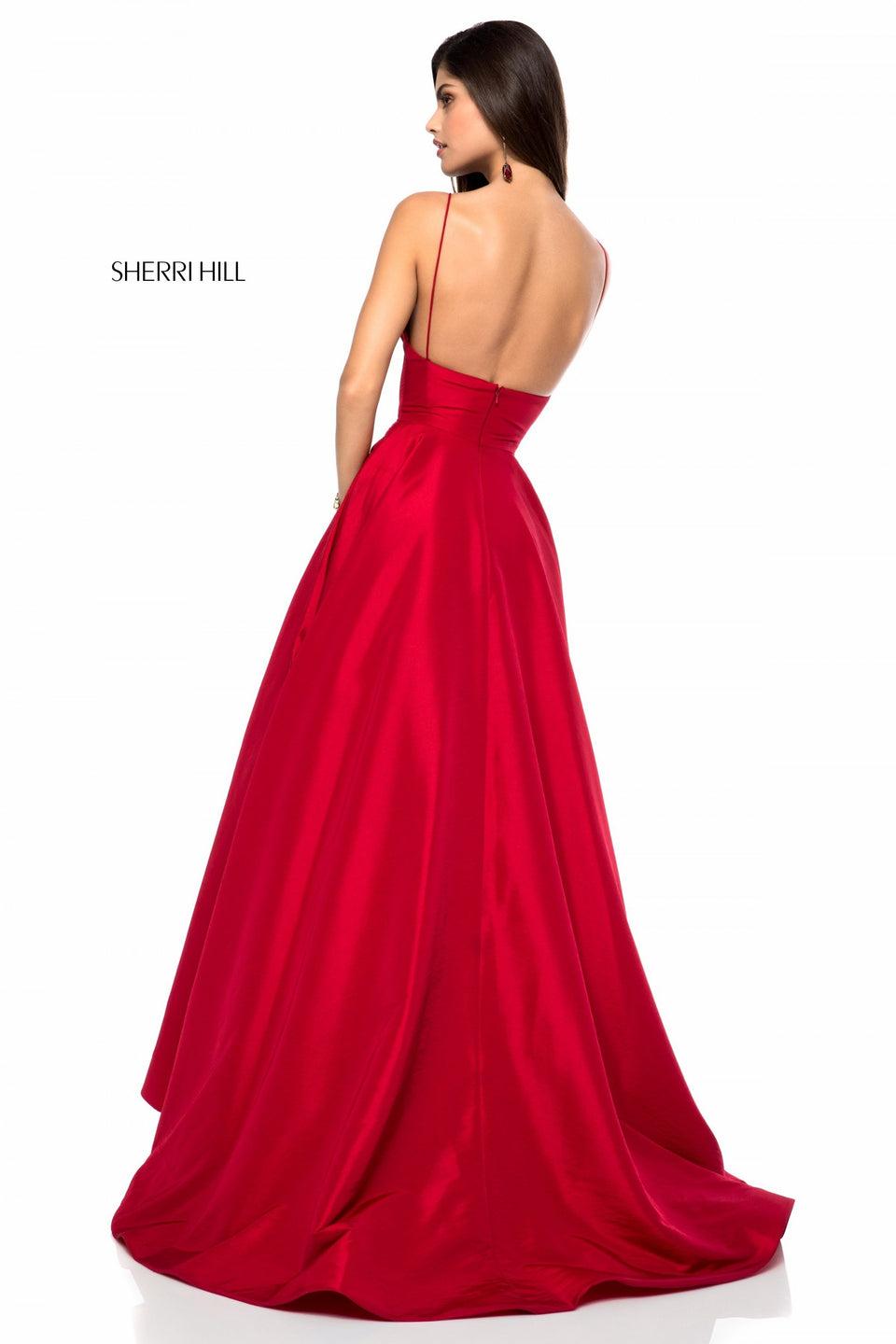 Sherri Hill Taffeta A-line Gown With A V-neck Bodice