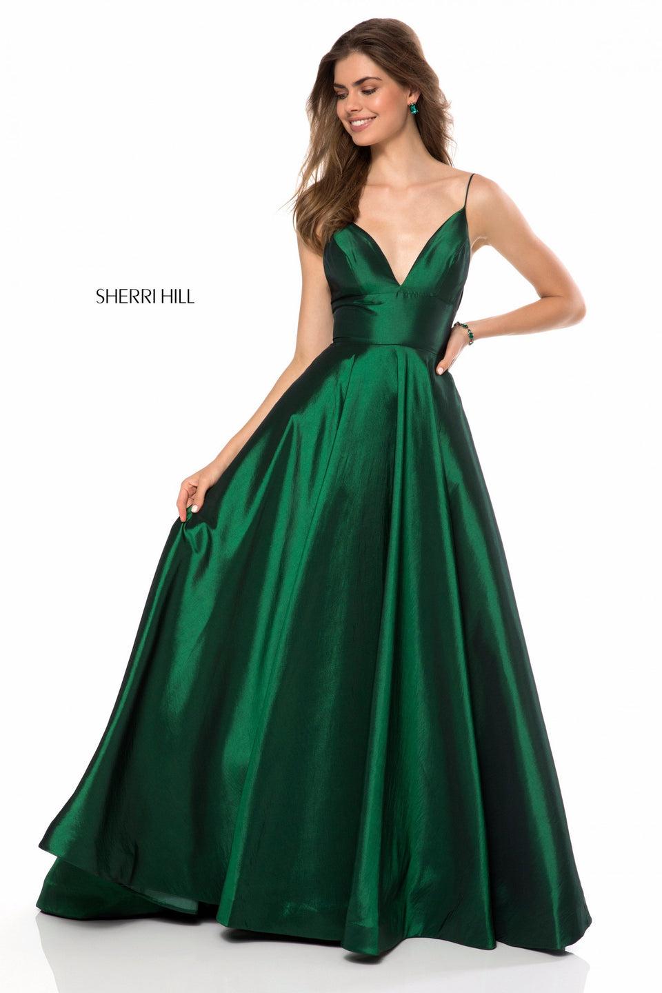 Sherri Hill Taffeta A-line Gown With A V-neck Bodice