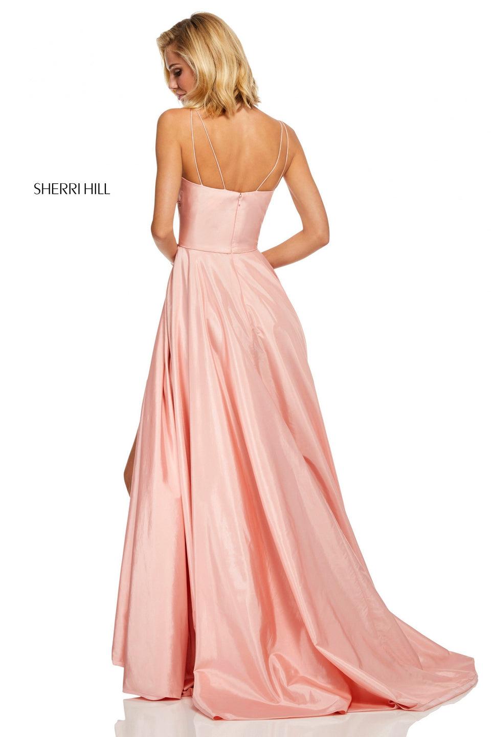 Sherri Hill Taffeta A-line With Pleated Bodice And Slit Skirt