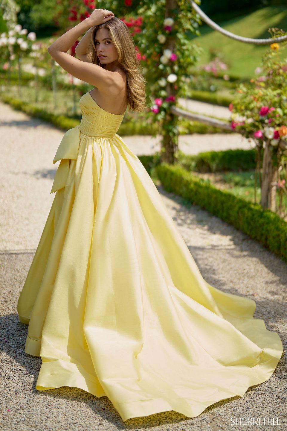 Sherri Hill Taffeta One Shoulder A-Line With Skirt Slit