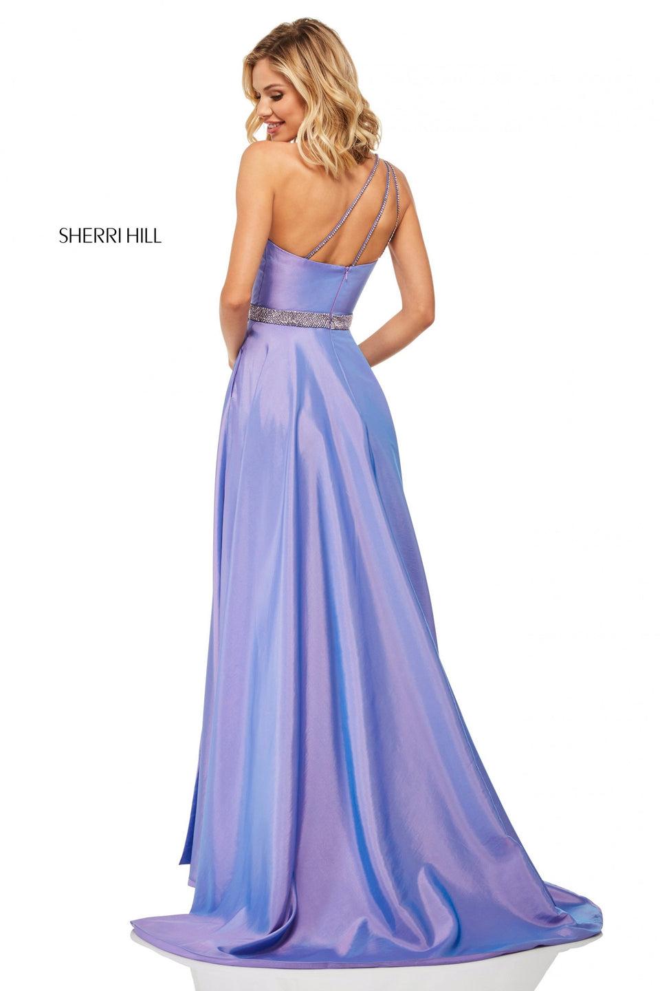 Sherri Hill Taffeta One-shoulder With A Ruched Bodice And Beaded Waistband