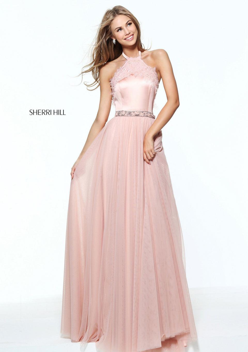 sherri hill Tulle A-line gown with a satin and lace bodice