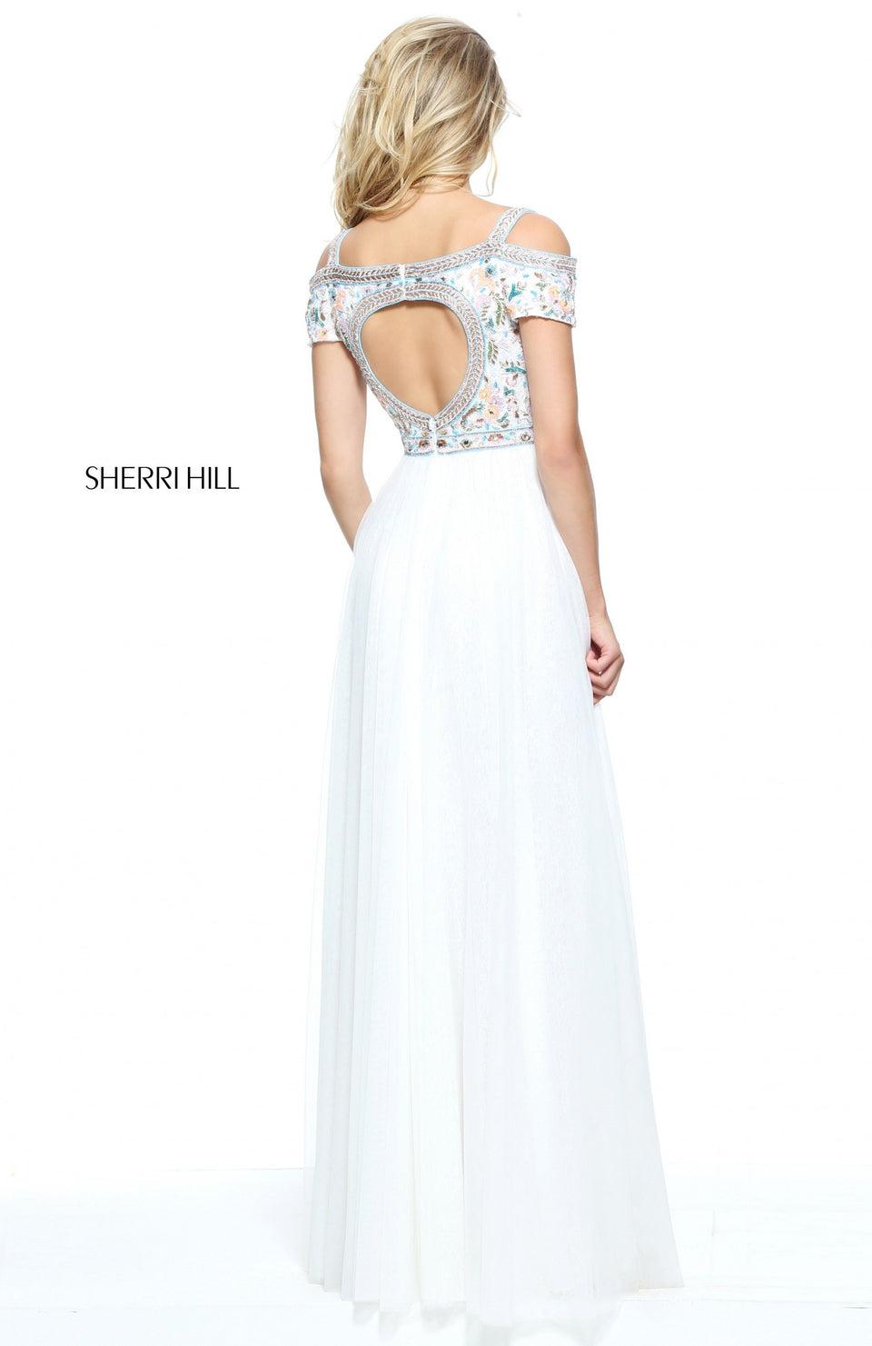 Sherri Hill Tulle And Lace A-line Gown With An Off-the-shoulder Beaded Bodice