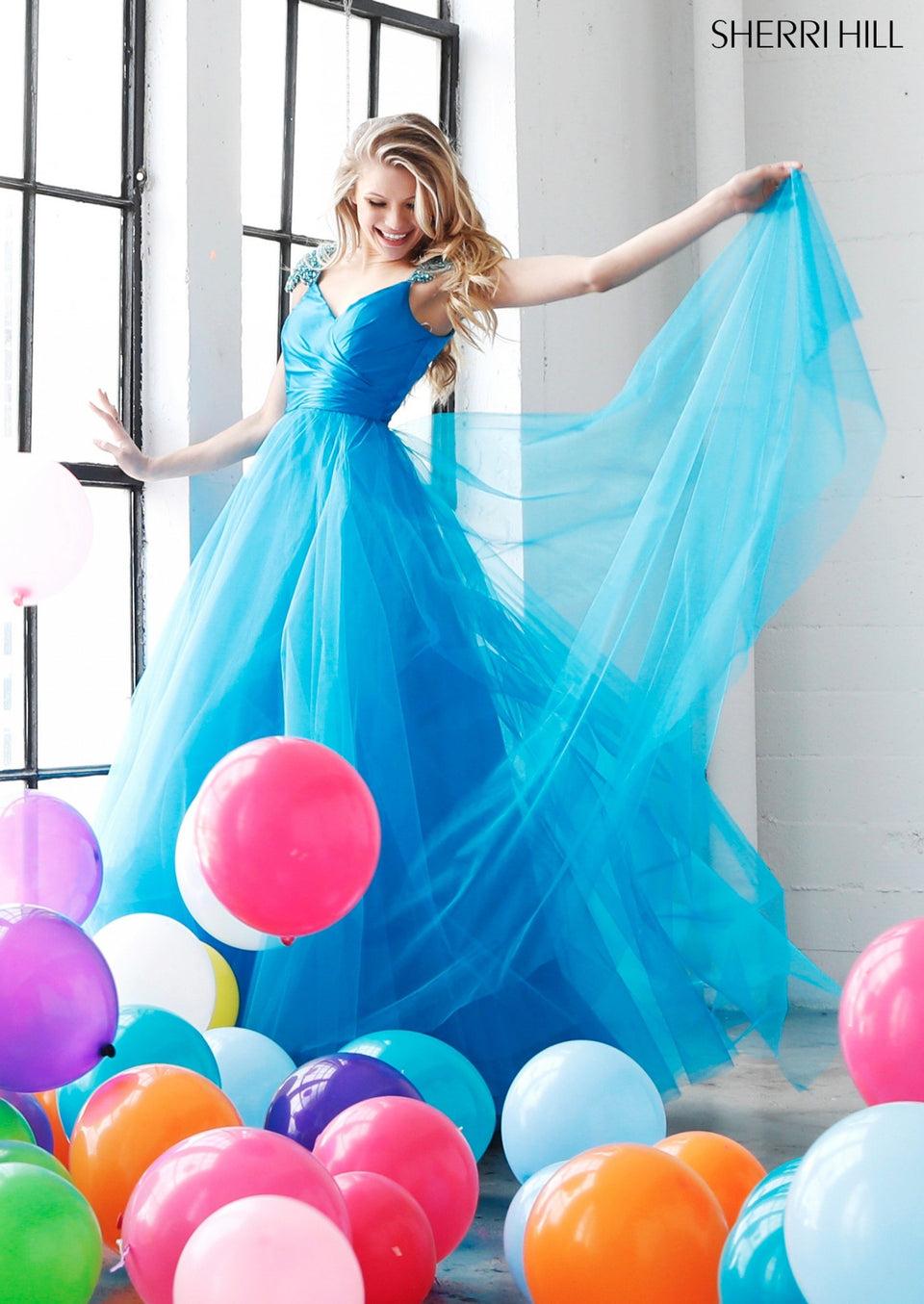Sherri Hill Tulle Ball Gown With A Cap Sleeve Beaded Bodice