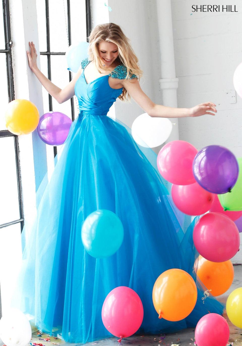 Sherri Hill Tulle Ball Gown With A Cap Sleeve Beaded Bodice