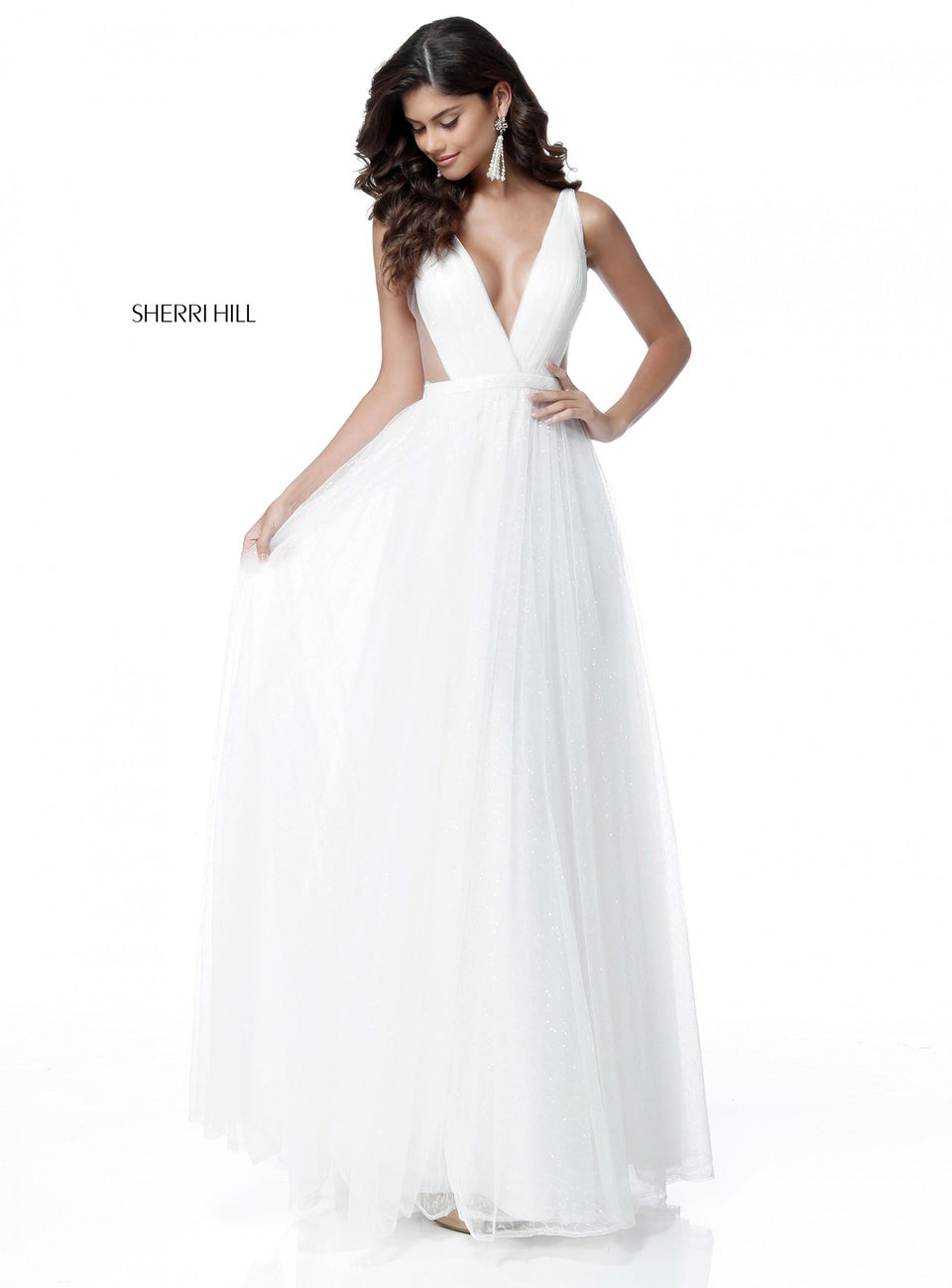Sherri Hill Tulle Ball Gown With Deep V And Low Back