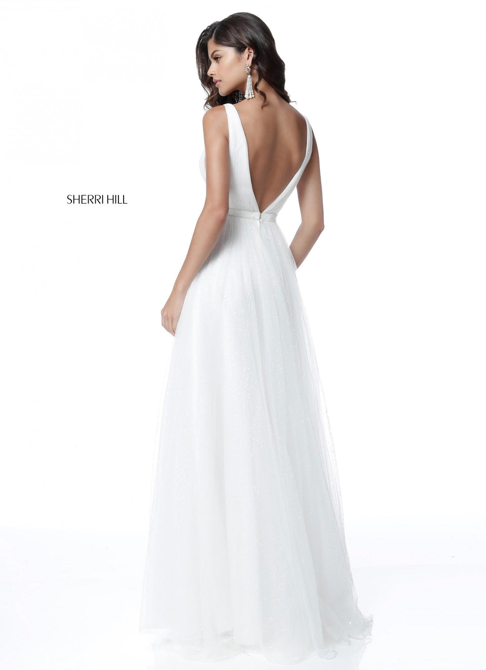 Sherri Hill Tulle Ball Gown With Deep V And Low Back