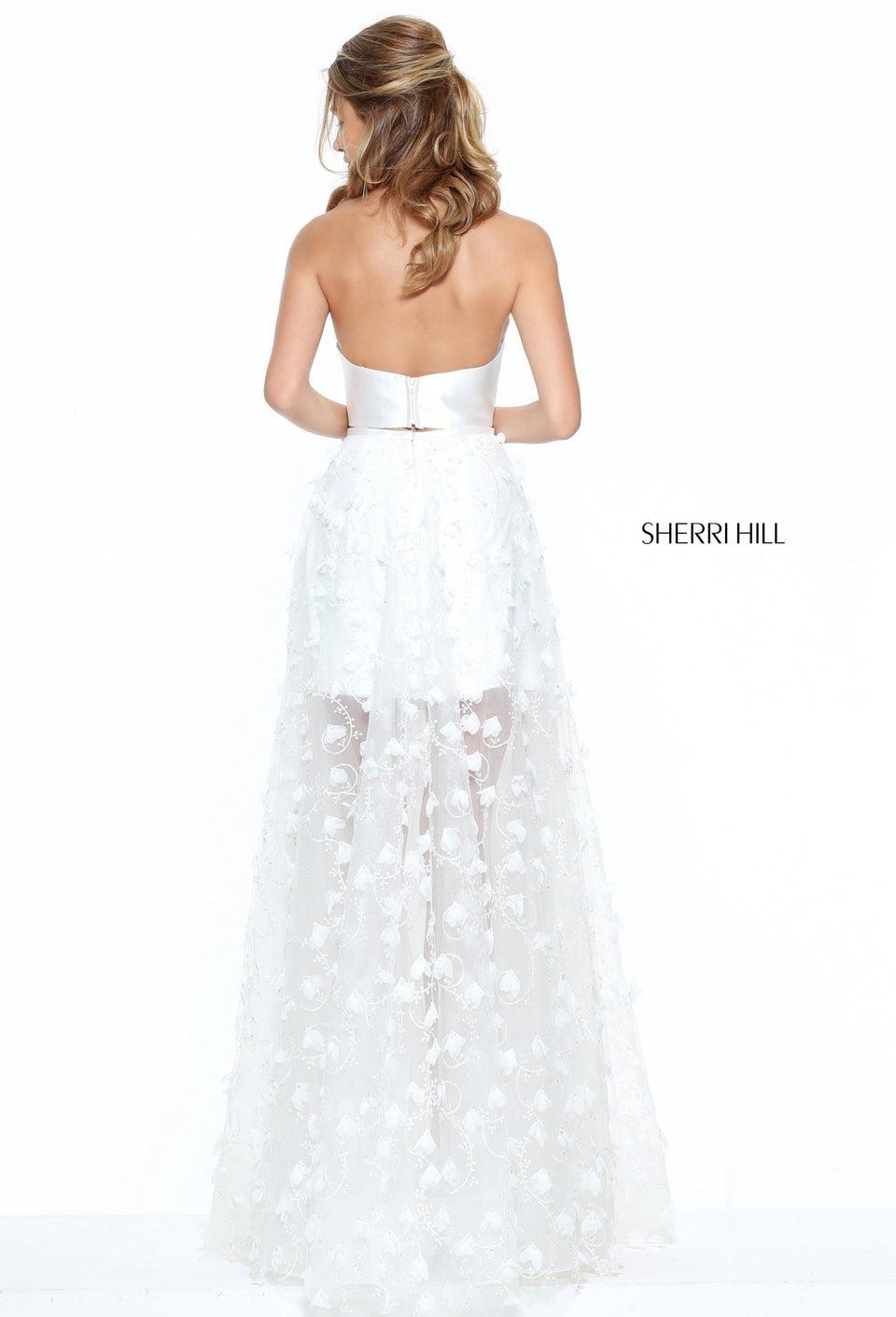Sherri Hill Two-piece Ball Gown With 3D Petals On The Skirt