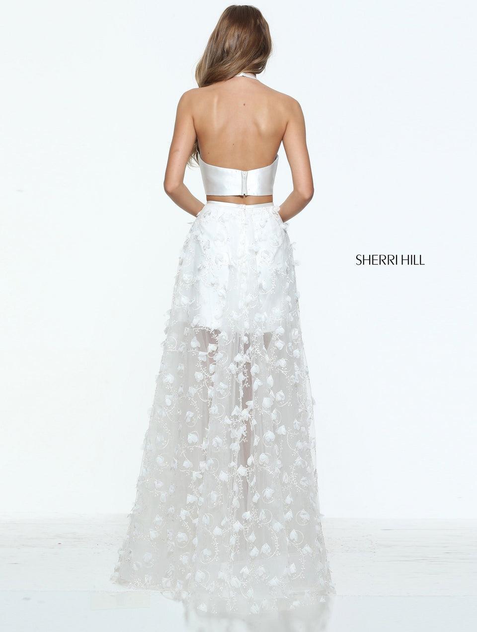 Sherri Hill Two-piece Ball Gown With 3D Petals On The Skirt