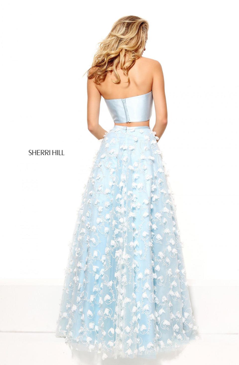 Sherri Hill Two-piece Ball Gown With 3D Petals On The Skirt