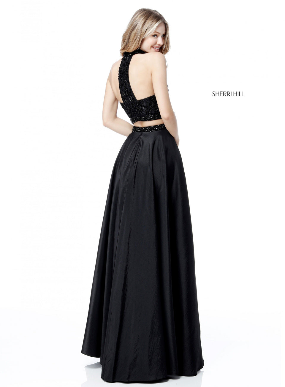 Sherri Hill Two Piece Ball Gown With Bead And Lace Appliqued Bodice