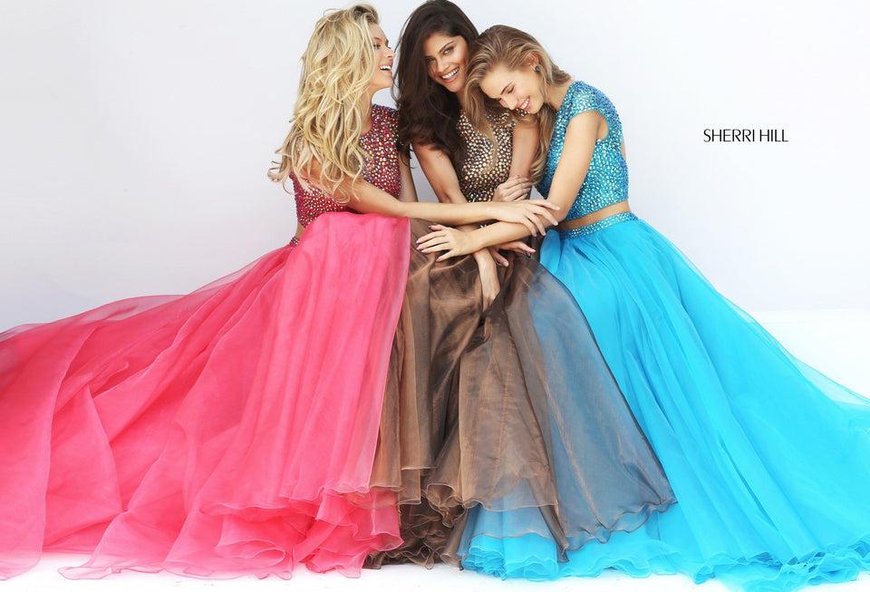 Sherri Hill Two Piece Beaded Bodice With Organza Skirt