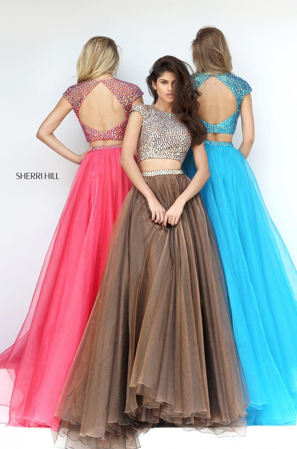 Sherri Hill Two Piece Beaded Bodice With Organza Skirt