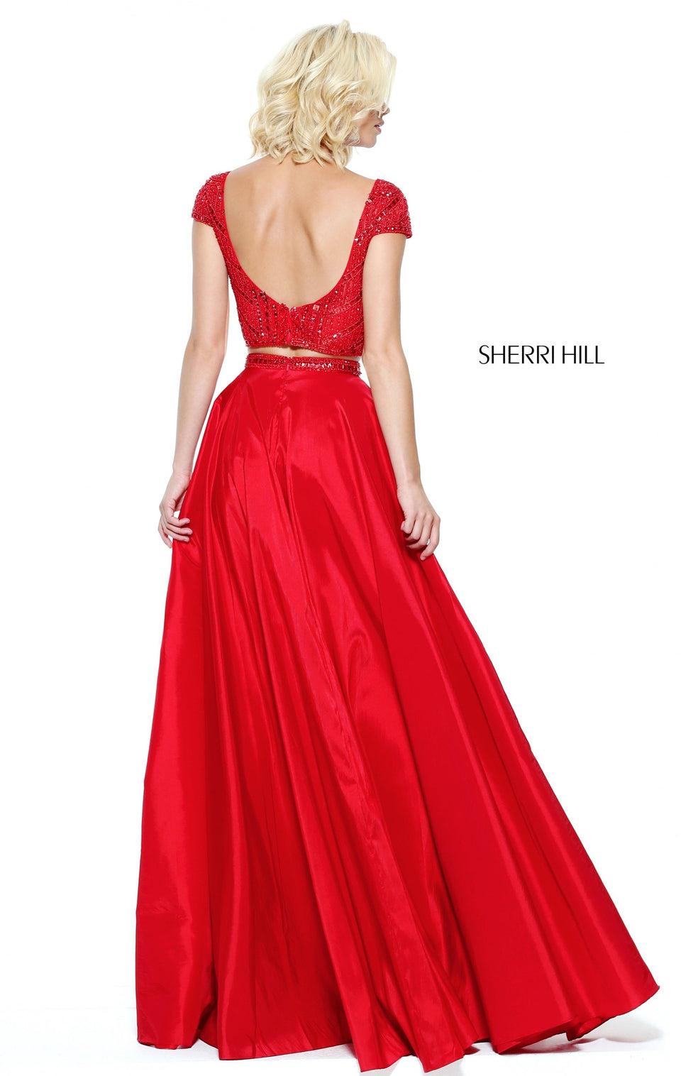 Sherri Hill Two-piece Cap Sleeve Fully Beaded Bodice With Taffeta A-line Skirt