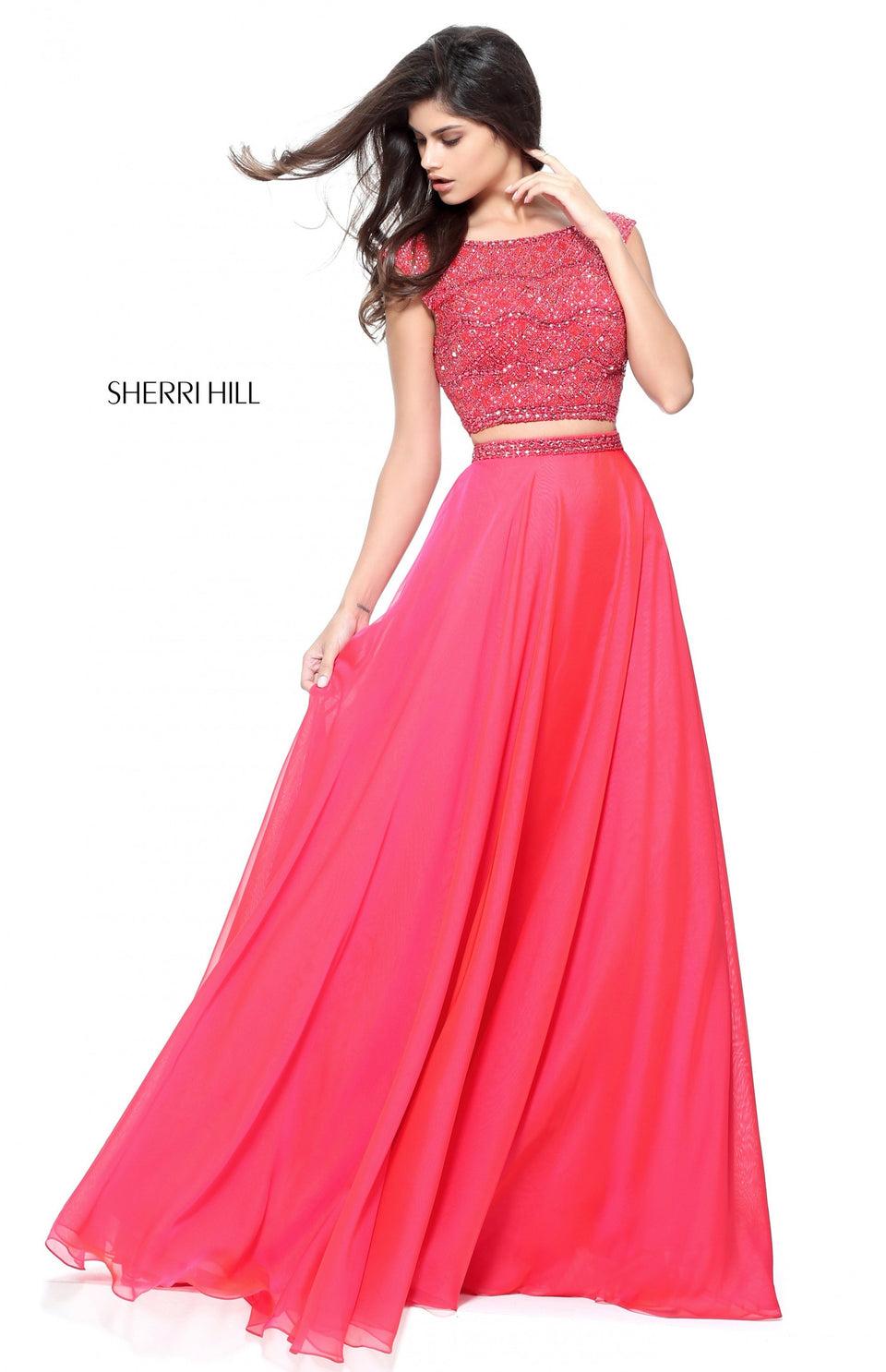 Sherri Hill Two Piece Chiffon With A Cap Sleeve Beaded Bodice