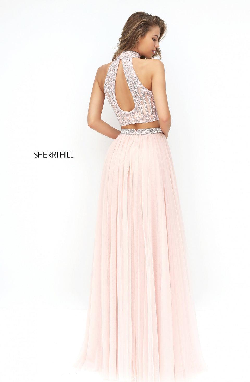 Sherri Hill Two-piece High Neck Beaded Bodice With Keyhole Back And Gathered Tulle Skirt