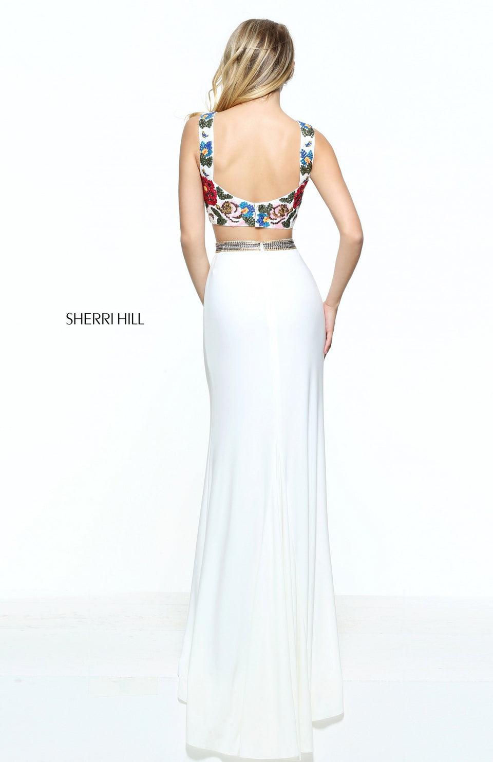 Sherri Hill Two-piece Jersey With A Mosaic Tile Bodice And Skirt Slit