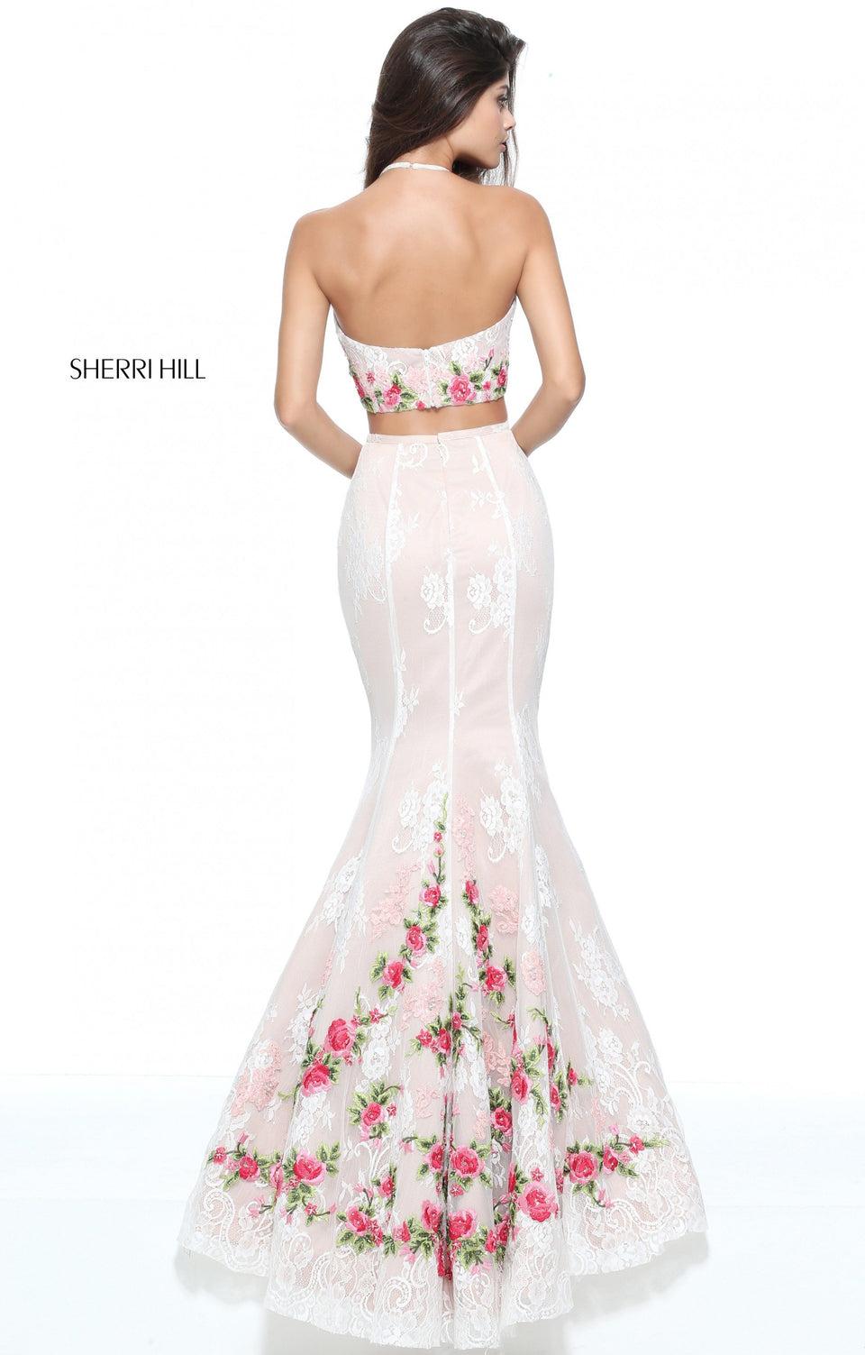 Sherri Hill Two-piece Lace Mermaid With A Floral Embroidered Bodice