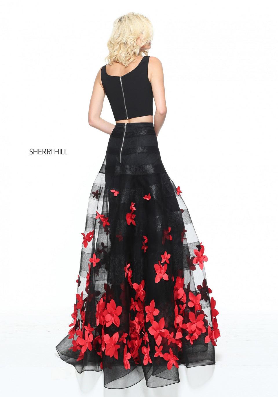 Sherri Hill Two-piece Mermaid With An Appliqued Flower Skirt And Off The Shoulder Bodice
