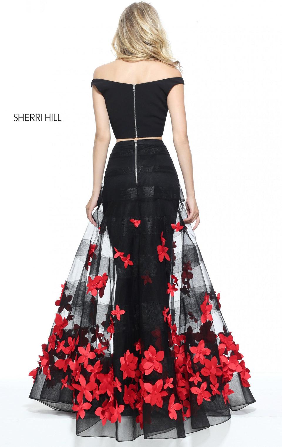 Sherri Hill Two-piece Mermaid With An Appliqued Flower Skirt And Off The Shoulder Bodice