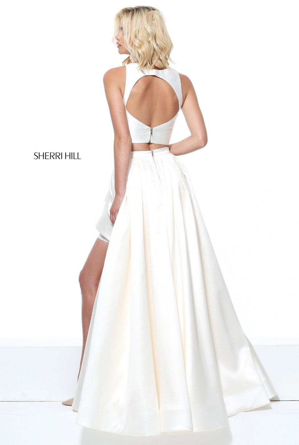 Sherri Hill Two-piece Mikado Cocktail With High Slit Overskirt