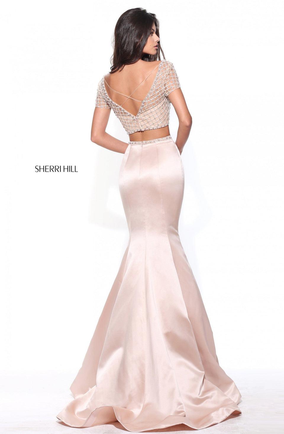 Sherri Hill Two-piece Satin Mermaid With A Cap Sleeve Beaded Bodice