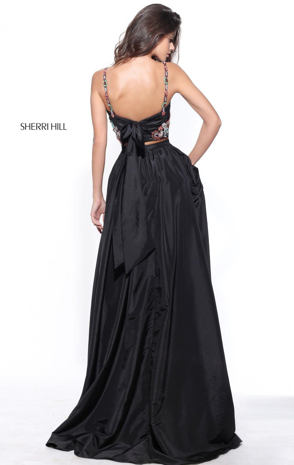Sherri Hill Two Piece Taffeta A-line Gown With A Cross Front Beaded Bodice