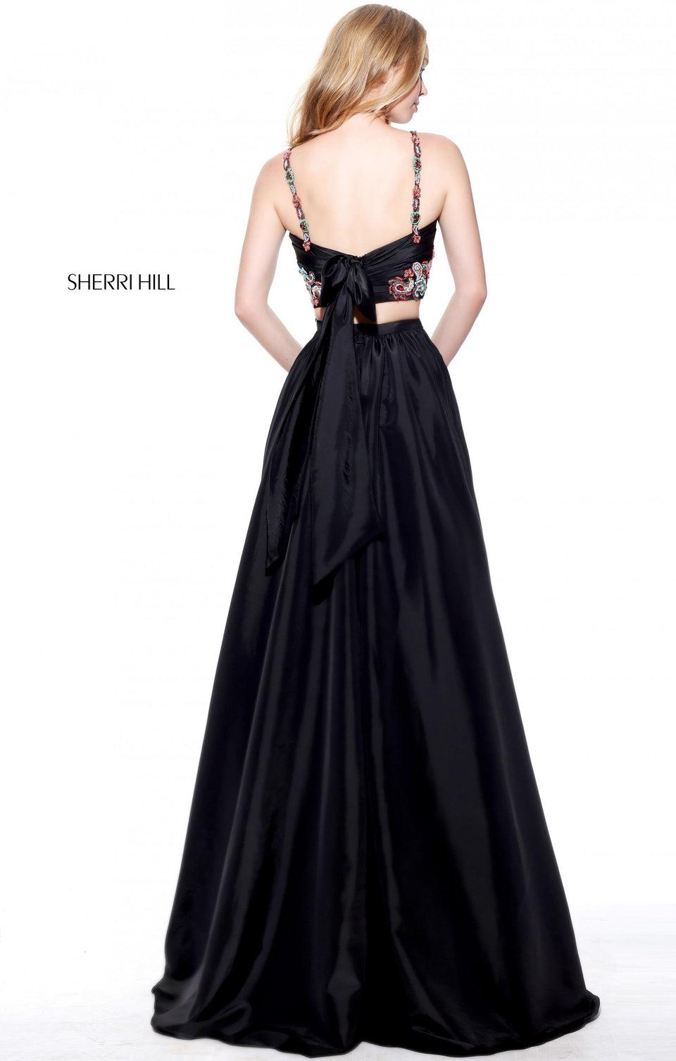 Sherri Hill Two Piece Taffeta A-line Gown With A Cross Front Beaded Bodice