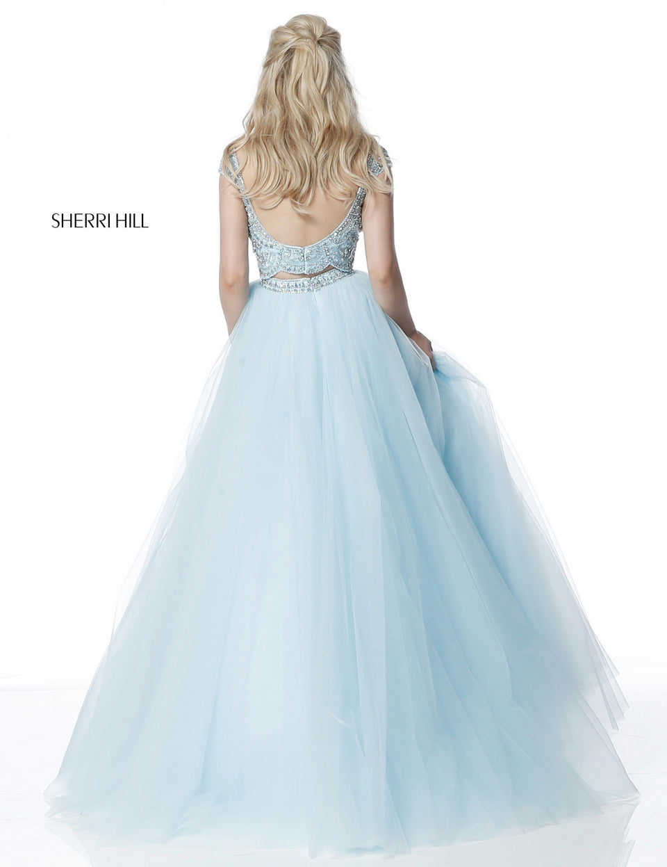 Sherri Hill Two Piece With Beaded Cap Sleeve Bodice And Tulle Ball Gown Skirt