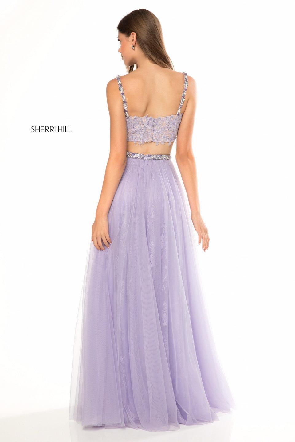 Sherri Hill Two Piece With Flower Appliqued Sweetheart Bodice And Tulle Skirt