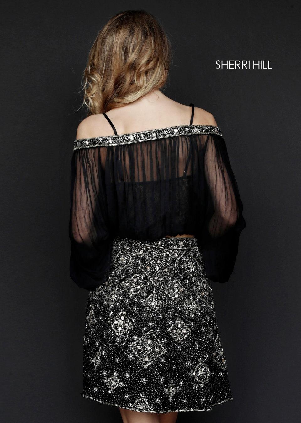 Sherri Hill Two Piece With Off-the-shoulder Bodice And Beaded Skirt