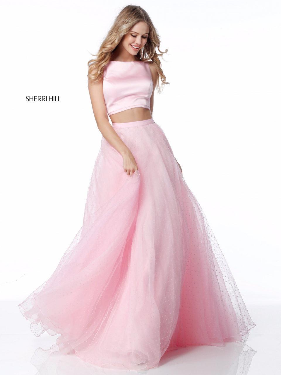 Sherri Hill Two Piece With Satin Bodice And Tulle Ball Gown Skirt