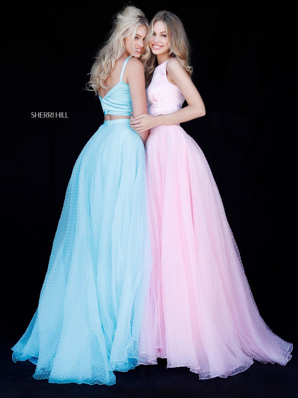 Sherri Hill Two Piece With Satin Bodice And Tulle Ball Gown Skirt
