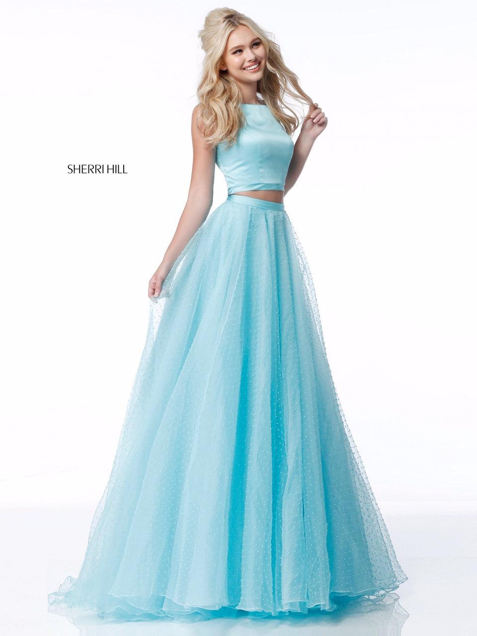 sherri hill Two piece with satin bodice and tulle ball gown skirt