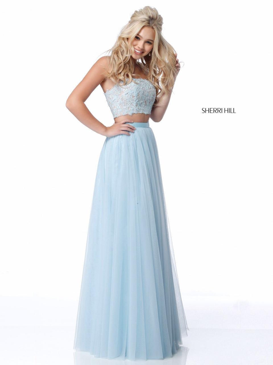 sherri hill Two piece with strapless lace bodice and tulle skirt