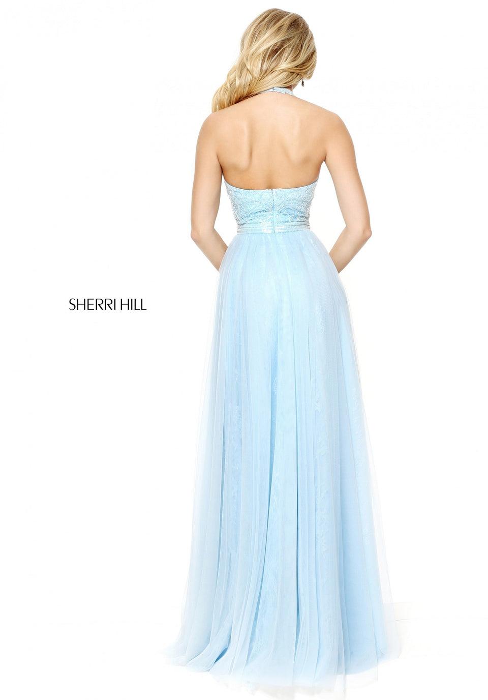 Sherri Hill V-neck Satin Cocktail With An Ivory Beaded Bodice