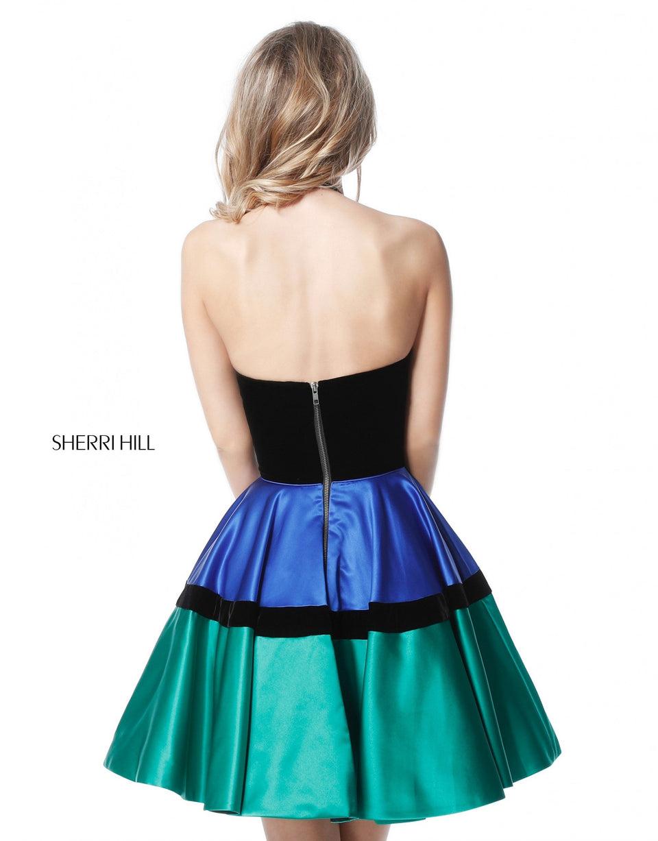 Sherri Hill Velvet Halter Bodice With Taffeta A-line Skirt
