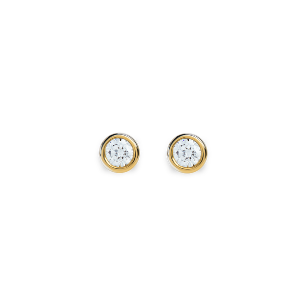 Shinola 1/4 Carat Round Diamond Bezel Studs Yellow Gold