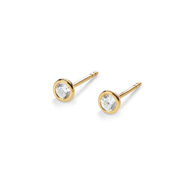shinola 1/4 Carat Round Diamond Bezel Studs Yellow Gold