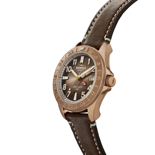 Shinola Bronze Monster GMT Automatic Watch Dark Brown Degrade