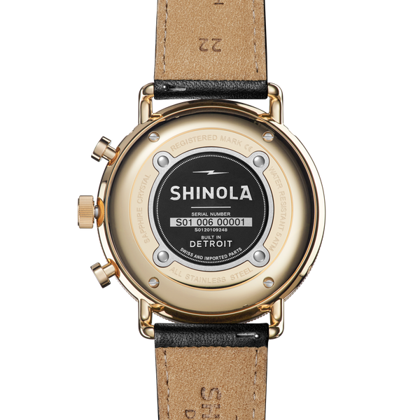 Shinola Canfield Sport Chronograph Watch Black Leather