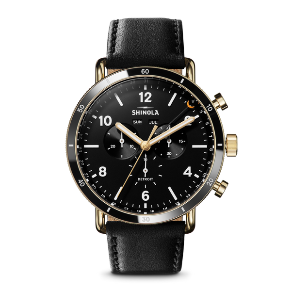 shinola Canfield Sport Chronograph Watch Black Leather