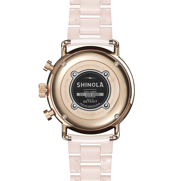 Shinola Canfield Sport Chronograph Watch Pink Mother Of Pearl