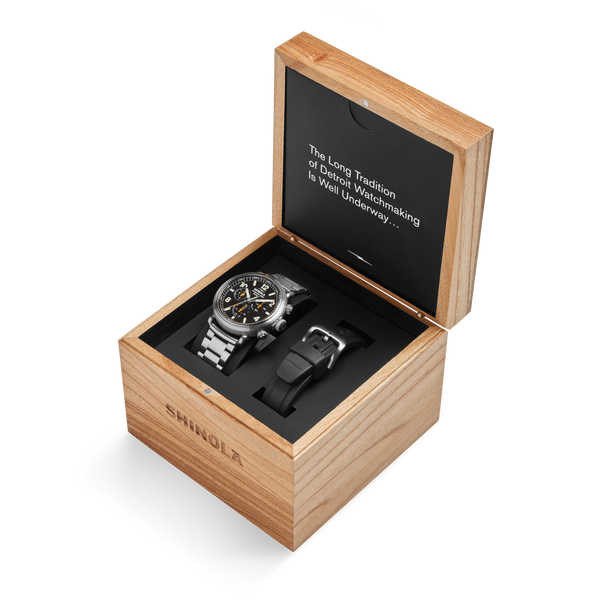 Shinola Runwell Chronograph West Wind Watch Gift Set With Additional Strap Black