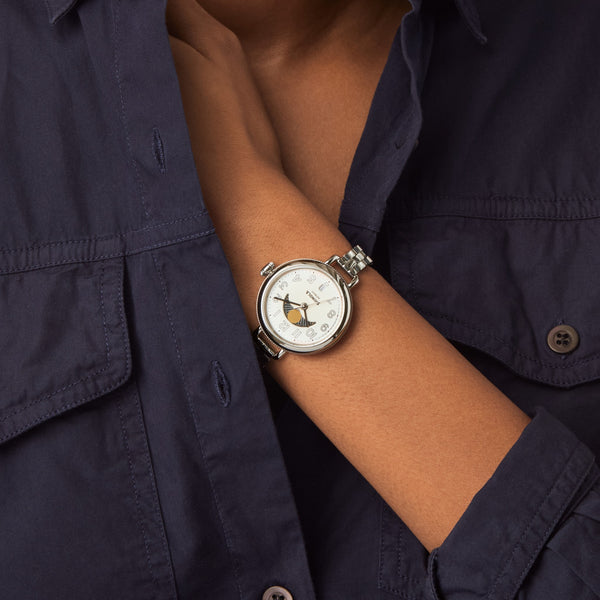 Shinola Birdy Moon Phase Watch Light Silver